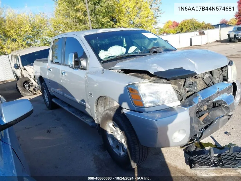 2004 Nissan Titan Xe/Se/Le VIN: 1N6AA07B44N574681 Lot: 40660363