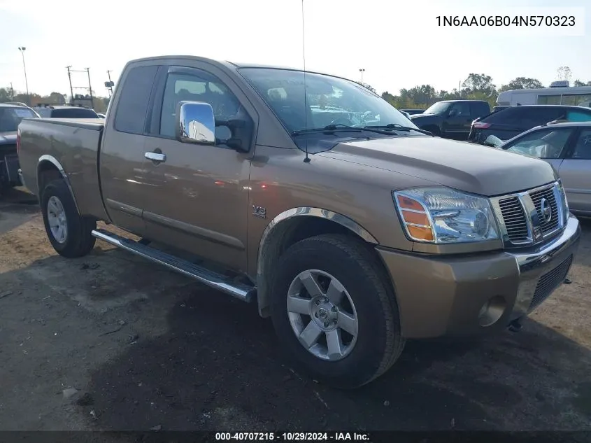 2004 Nissan Titan Le VIN: 1N6AA06B04N570323 Lot: 40707215