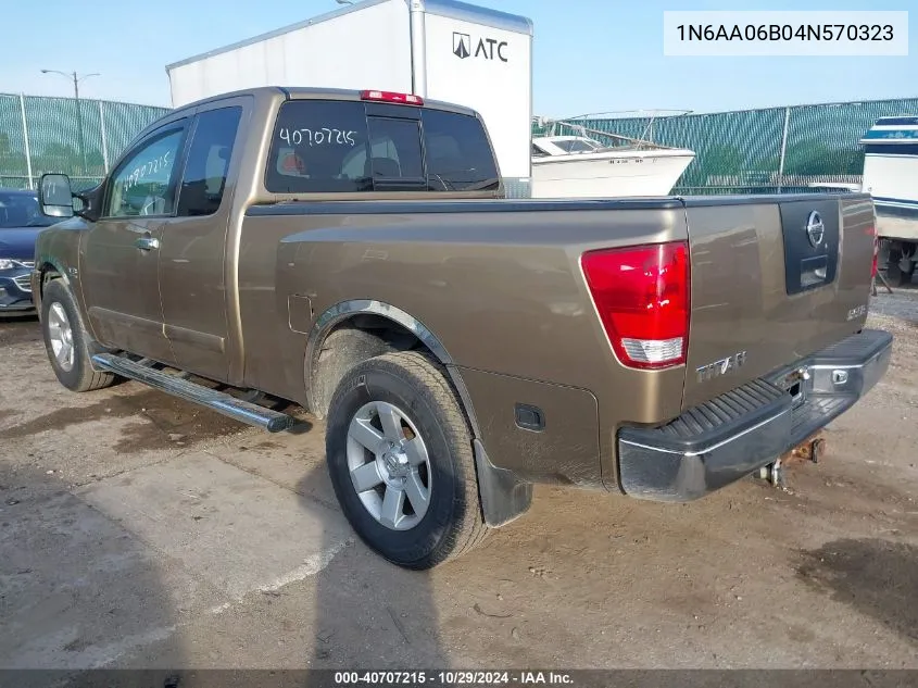 2004 Nissan Titan Le VIN: 1N6AA06B04N570323 Lot: 40707215