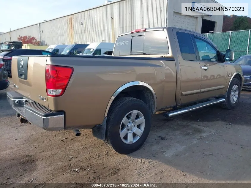 2004 Nissan Titan Le VIN: 1N6AA06B04N570323 Lot: 40707215