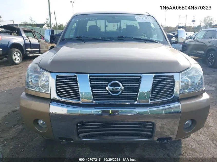 2004 Nissan Titan Le VIN: 1N6AA06B04N570323 Lot: 40707215