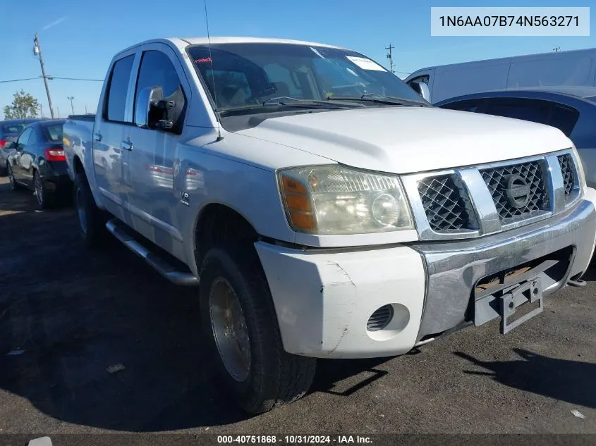 2004 Nissan Titan Se VIN: 1N6AA07B74N563271 Lot: 40751868