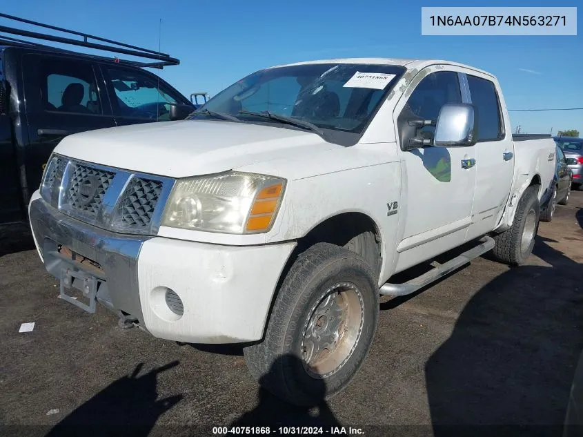 2004 Nissan Titan Se VIN: 1N6AA07B74N563271 Lot: 40751868