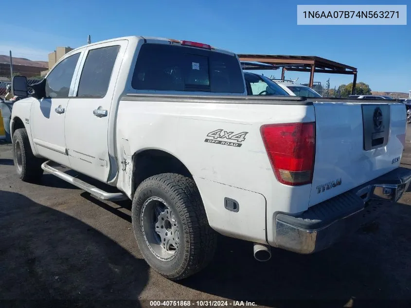 2004 Nissan Titan Se VIN: 1N6AA07B74N563271 Lot: 40751868