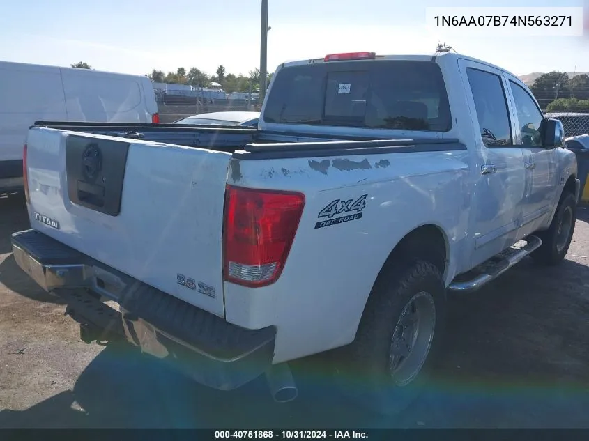 2004 Nissan Titan Se VIN: 1N6AA07B74N563271 Lot: 40751868