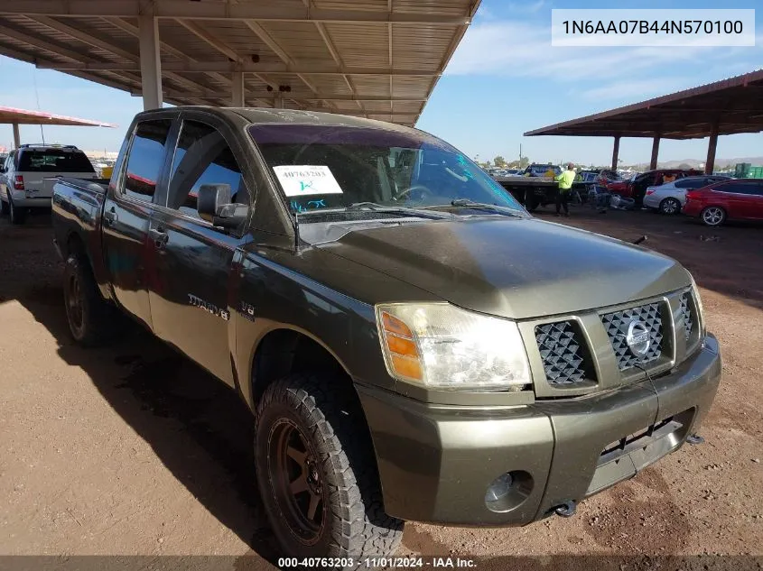 2004 Nissan Titan Xe VIN: 1N6AA07B44N570100 Lot: 40763203