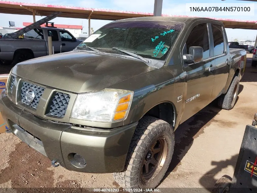 2004 Nissan Titan Xe VIN: 1N6AA07B44N570100 Lot: 40763203