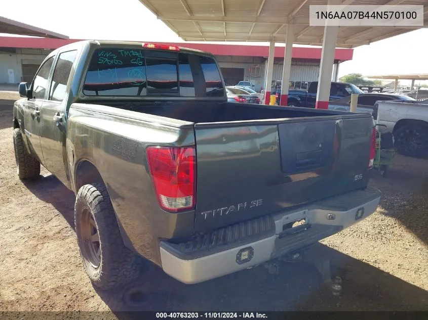 2004 Nissan Titan Xe VIN: 1N6AA07B44N570100 Lot: 40763203