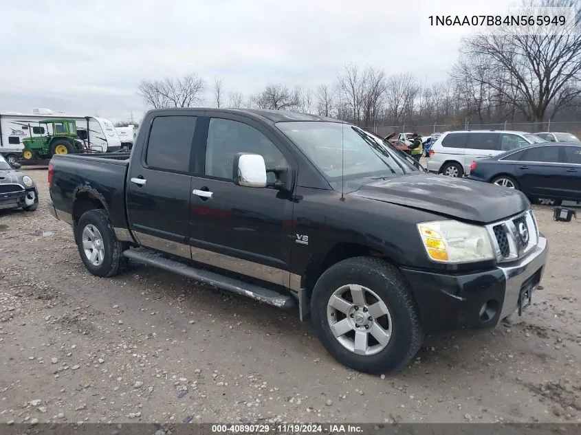 2004 Nissan Titan Le VIN: 1N6AA07B84N565949 Lot: 40890729