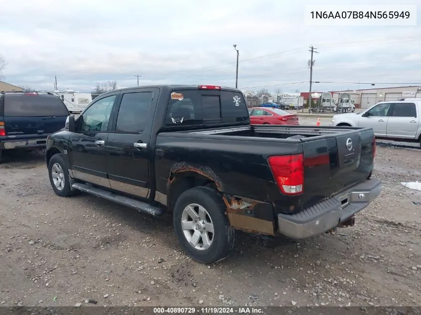 2004 Nissan Titan Le VIN: 1N6AA07B84N565949 Lot: 40890729