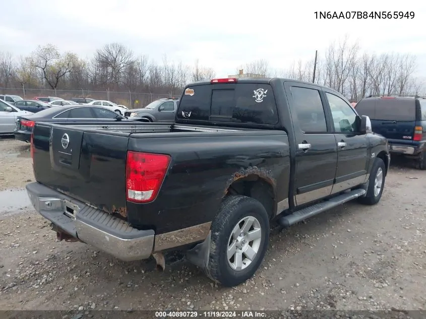 2004 Nissan Titan Le VIN: 1N6AA07B84N565949 Lot: 40890729