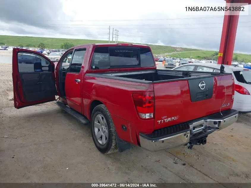 2005 Nissan Titan Le VIN: 1N6BA07A65N543882 Lot: 39641472