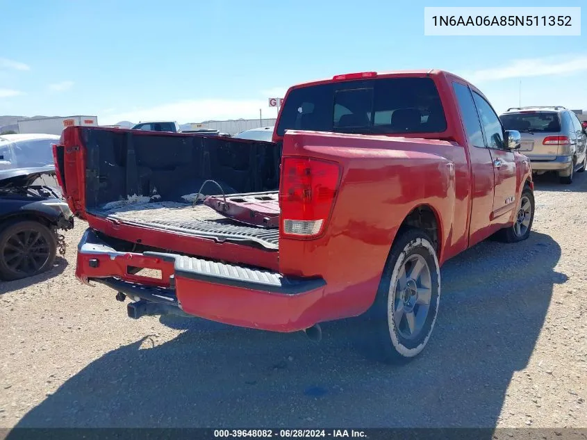 2005 Nissan Titan Se VIN: 1N6AA06A85N511352 Lot: 39648082