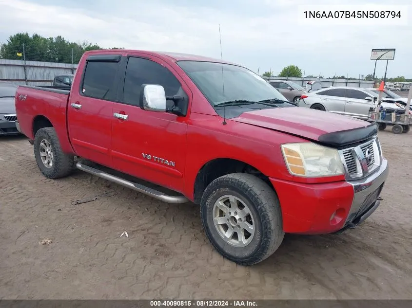 2005 Nissan Titan Se VIN: 1N6AA07B45N508794 Lot: 40090815