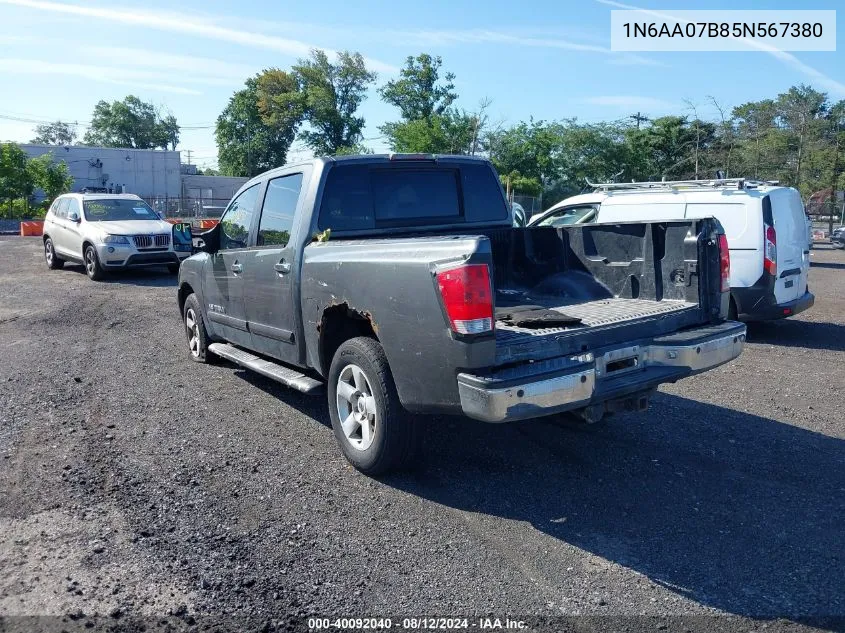 2005 Nissan Titan Se VIN: 1N6AA07B85N567380 Lot: 40092040