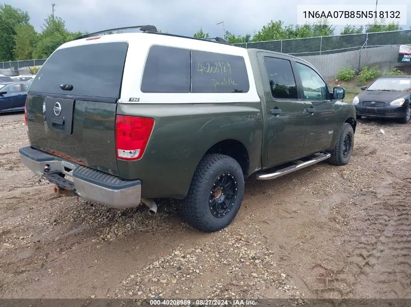 2005 Nissan Titan Xe VIN: 1N6AA07B85N518132 Lot: 40208989