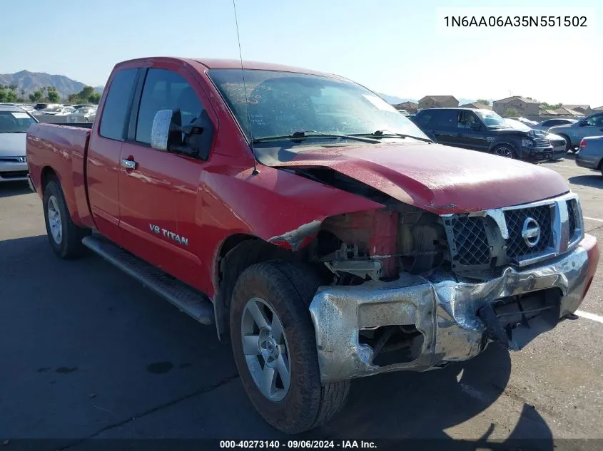 2005 Nissan Titan Se VIN: 1N6AA06A35N551502 Lot: 40273140