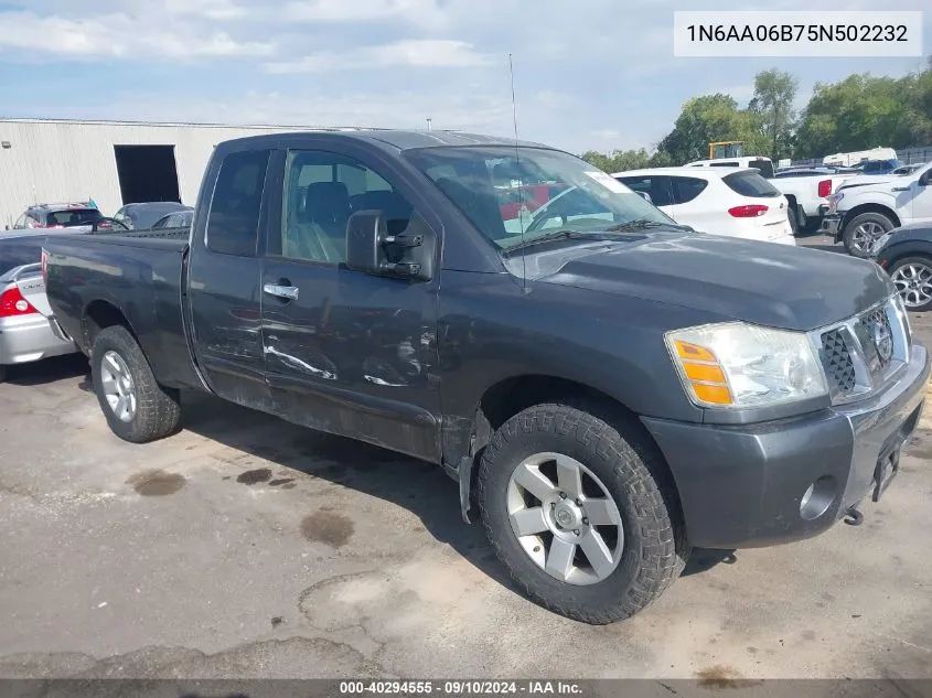 2005 Nissan Titan Xe/Se/Le VIN: 1N6AA06B75N502232 Lot: 40294555