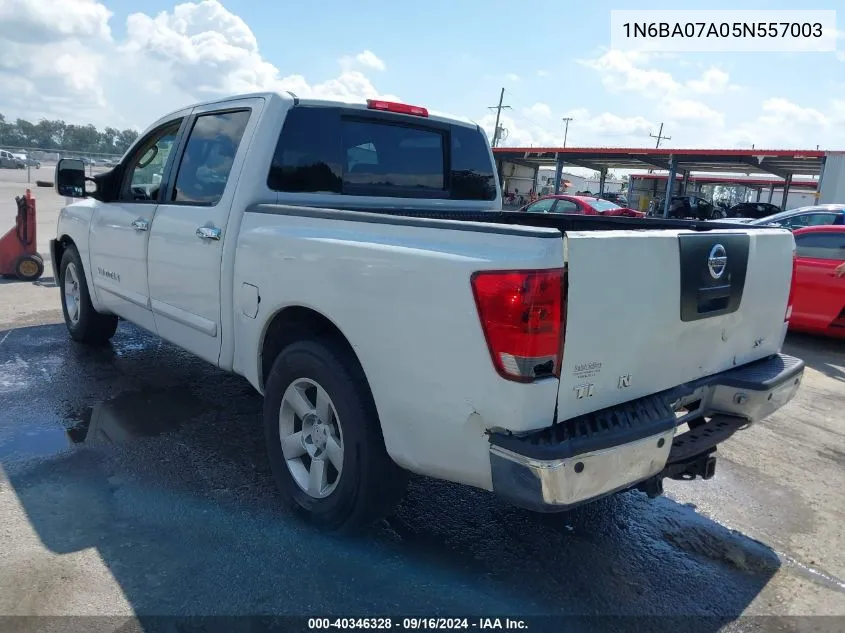 2005 Nissan Titan Se VIN: 1N6BA07A05N557003 Lot: 40346328