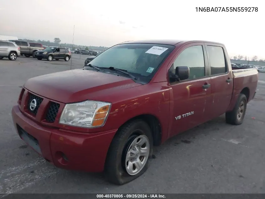 2005 Nissan Titan Xe VIN: 1N6BA07A55N559278 Lot: 40370805