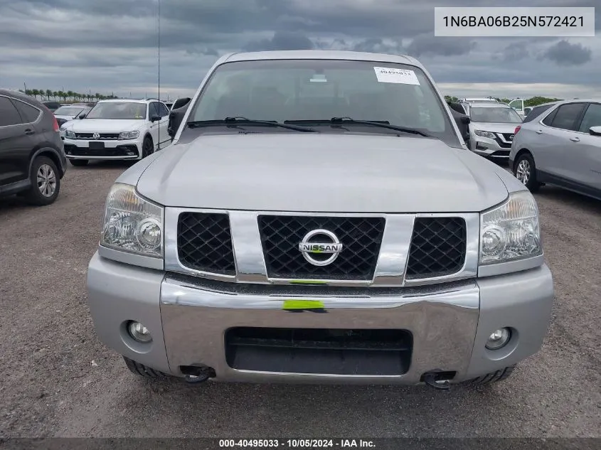 2005 Nissan Titan Xe/Se/Le VIN: 1N6BA06B25N572421 Lot: 40495033