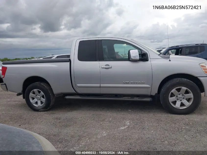 2005 Nissan Titan Xe/Se/Le VIN: 1N6BA06B25N572421 Lot: 40495033