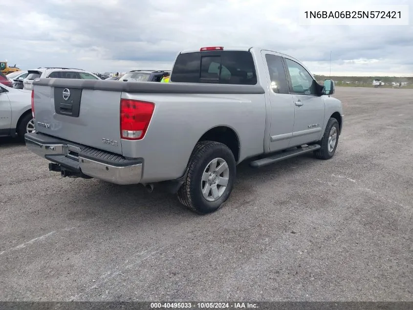 2005 Nissan Titan Xe/Se/Le VIN: 1N6BA06B25N572421 Lot: 40495033