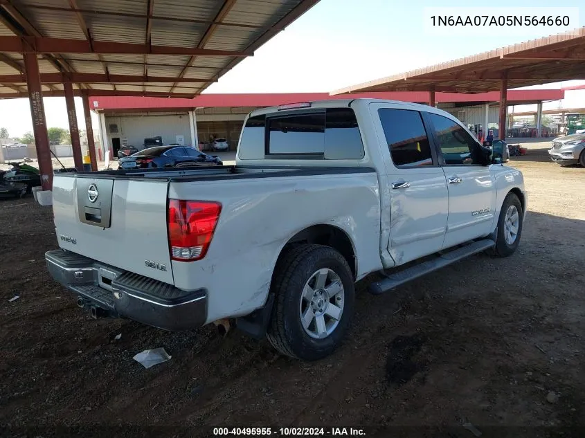 2005 Nissan Titan Le VIN: 1N6AA07A05N564660 Lot: 40495955