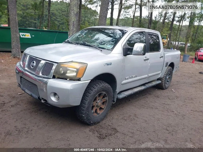 2005 Nissan Titan Le VIN: 1N6AA07B05N579376 Lot: 40497246