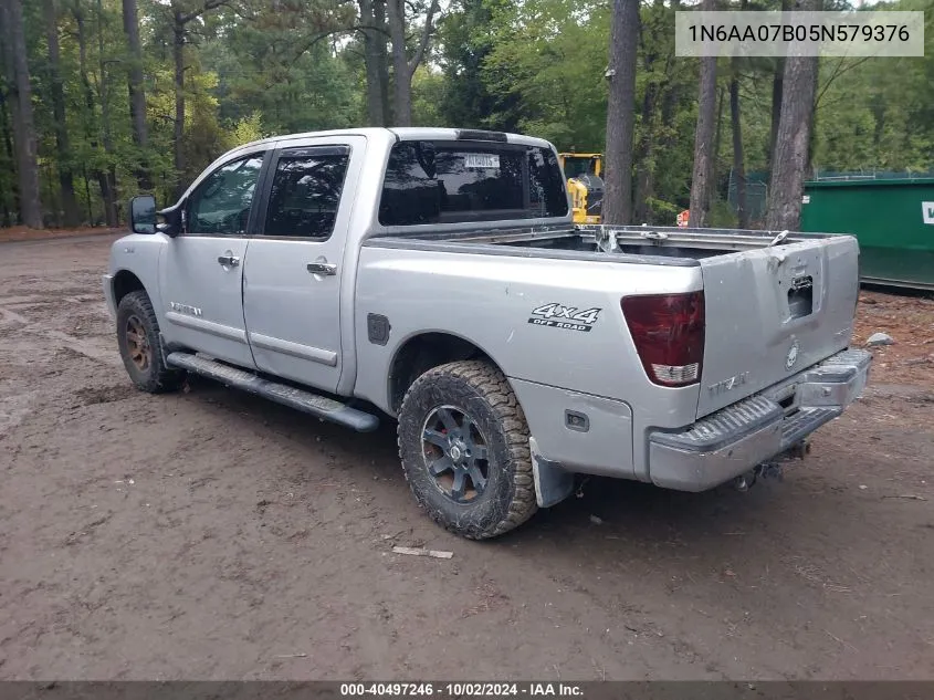 2005 Nissan Titan Le VIN: 1N6AA07B05N579376 Lot: 40497246