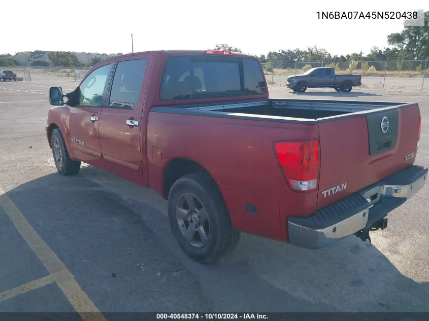 2005 Nissan Titan Se VIN: 1N6BA07A45N520438 Lot: 40548374