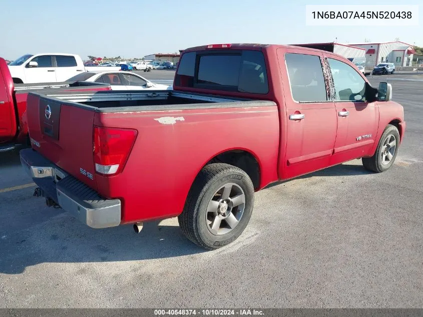 2005 Nissan Titan Se VIN: 1N6BA07A45N520438 Lot: 40548374