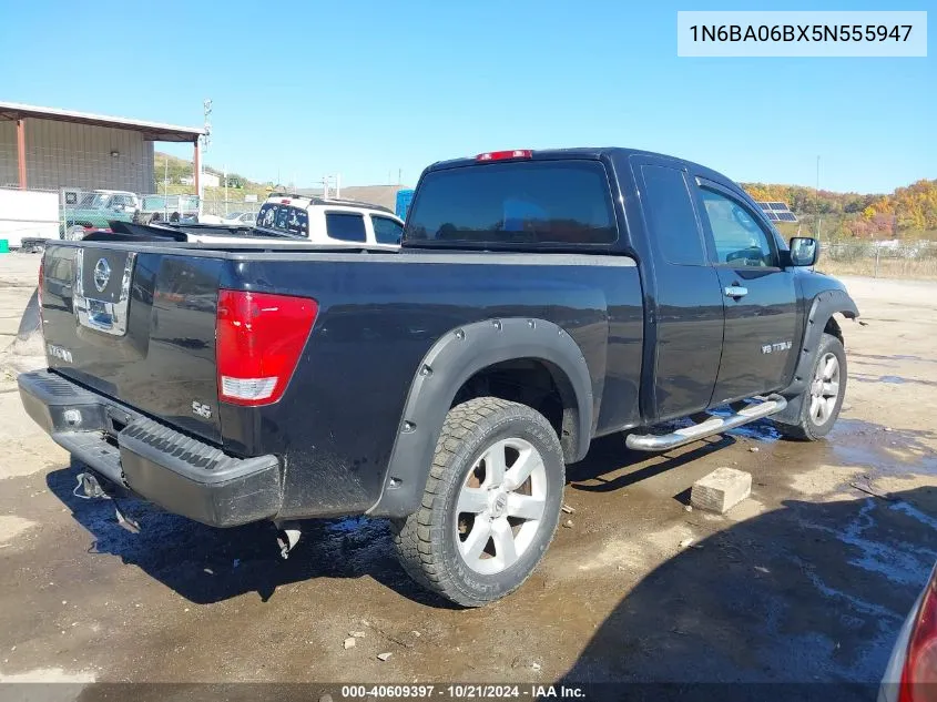 2005 Nissan Titan Xe VIN: 1N6BA06BX5N555947 Lot: 40609397