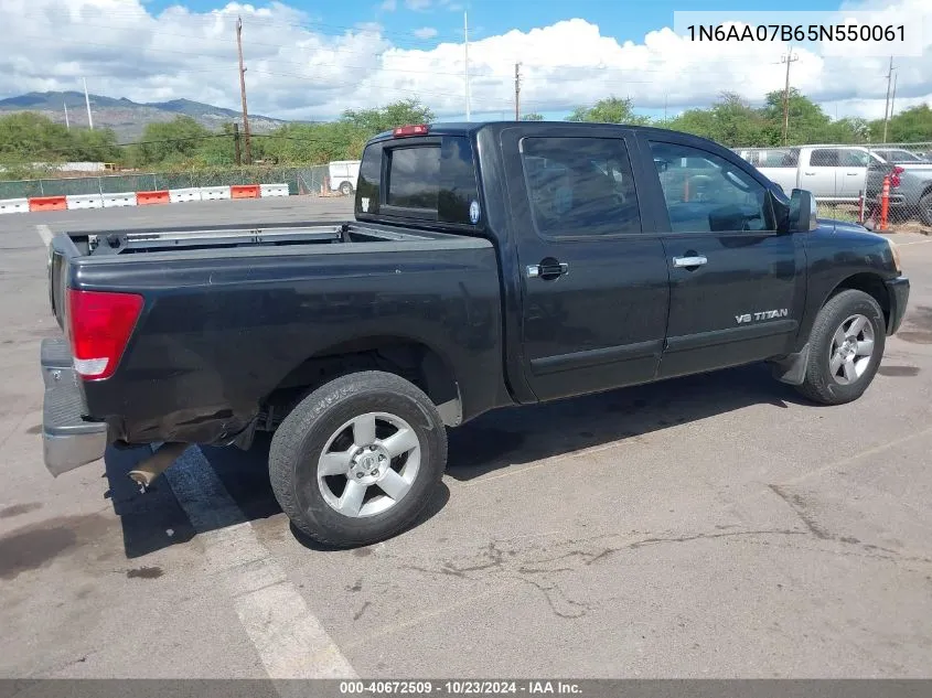 2005 Nissan Titan Se VIN: 1N6AA07B65N550061 Lot: 40672509