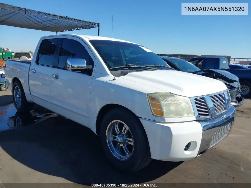 2005 Nissan Titan Se VIN: 1N6AA07AX5N551320 Lot: 40705398