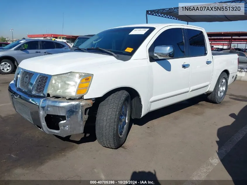 2005 Nissan Titan Se VIN: 1N6AA07AX5N551320 Lot: 40705398