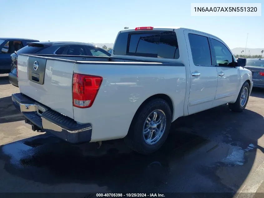 2005 Nissan Titan Se VIN: 1N6AA07AX5N551320 Lot: 40705398