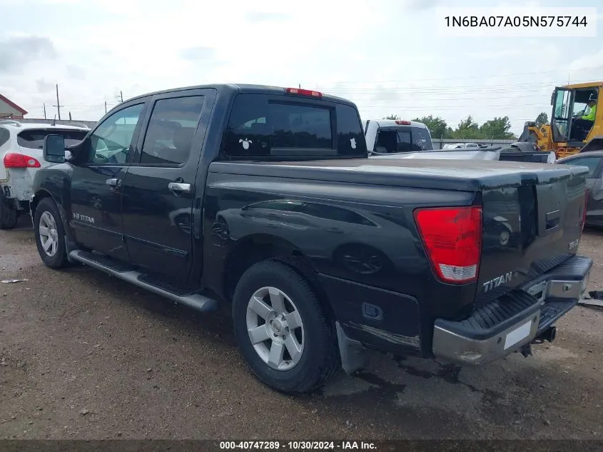 2005 Nissan Titan Le VIN: 1N6BA07A05N575744 Lot: 40747289