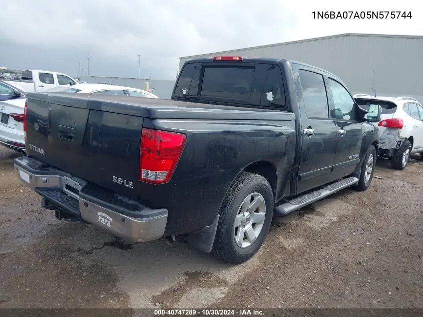 2005 Nissan Titan Le VIN: 1N6BA07A05N575744 Lot: 40747289