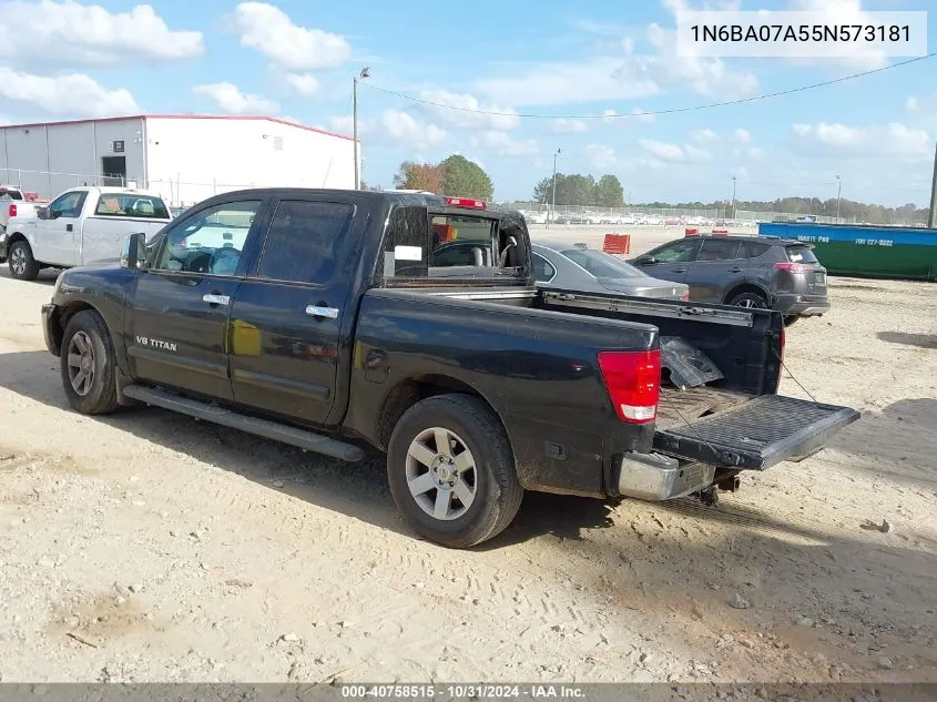 2005 Nissan Titan Le VIN: 1N6BA07A55N573181 Lot: 40758515