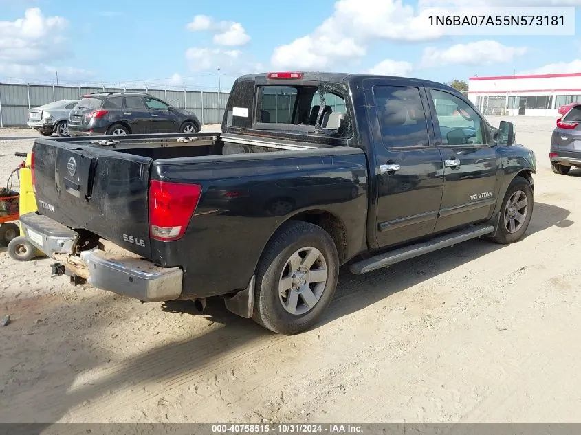 2005 Nissan Titan Le VIN: 1N6BA07A55N573181 Lot: 40758515