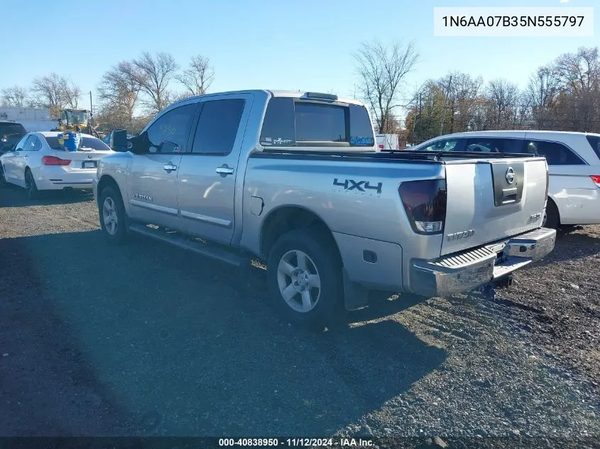 2005 Nissan Titan Se VIN: 1N6AA07B35N555797 Lot: 40838950