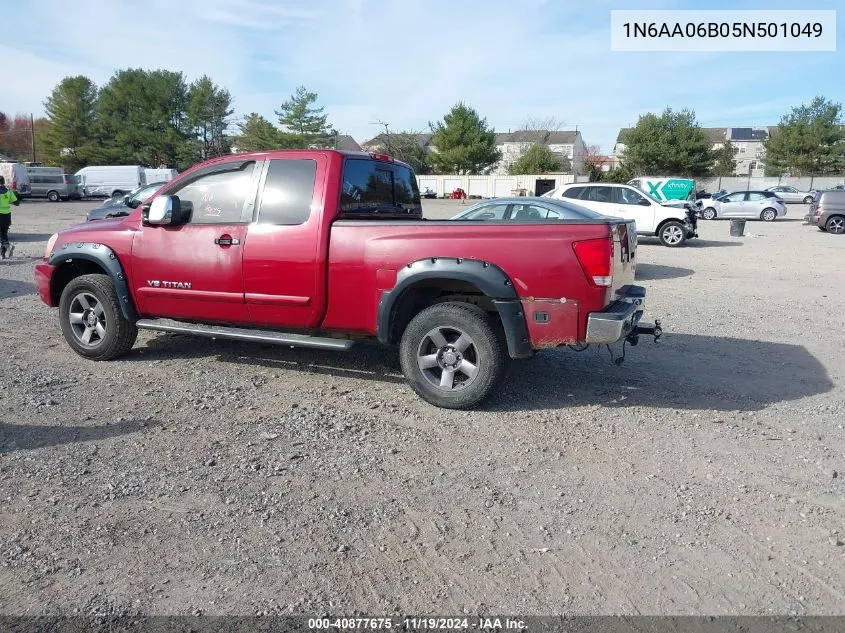 2005 Nissan Titan Se VIN: 1N6AA06B05N501049 Lot: 40877675