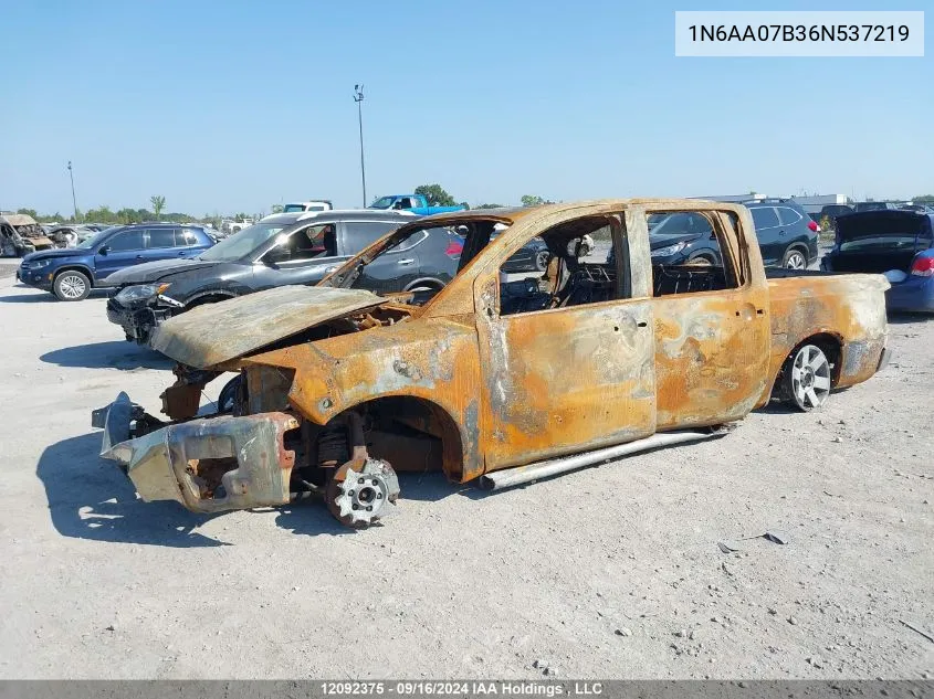 2006 Nissan Titan Le VIN: 1N6AA07B36N537219 Lot: 12092375