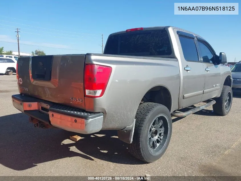 2006 Nissan Titan Se VIN: 1N6AA07B96N518125 Lot: 40120726