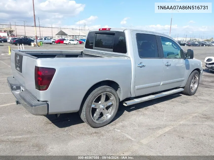 2006 Nissan Titan Se VIN: 1N6AA07A86N516731 Lot: 40367055