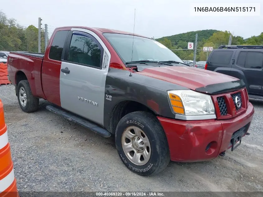 2006 Nissan Titan Xe VIN: 1N6BA06B46N515171 Lot: 40369320