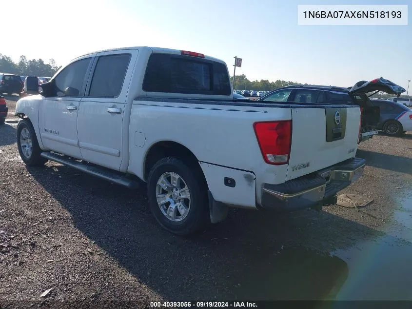 2006 Nissan Titan Le VIN: 1N6BA07AX6N518193 Lot: 40393056