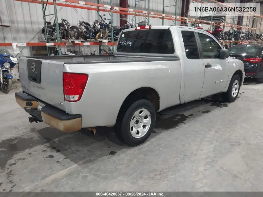 2006 Nissan Titan Xe VIN: 1N6BA06A36N532258 Lot: 40420667