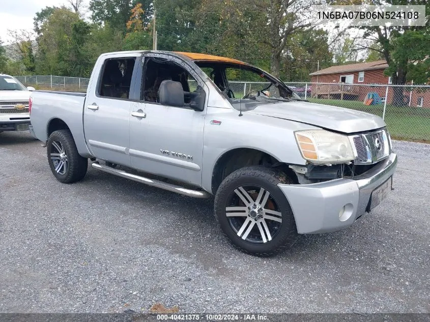 2006 Nissan Titan Se VIN: 1N6BA07B06N524108 Lot: 40421375